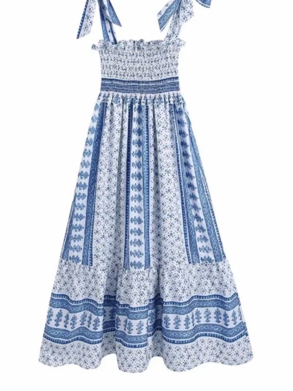 Blue Floral Print Women's Maxi Skirt